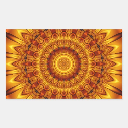 Mandala gouden zon rechthoekige sticker (Voorkant)