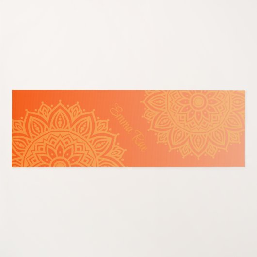 Mandala Gradient Peachy Oranje yogamat (Voorkant (horizontaal))