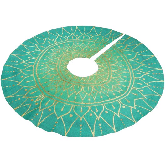 Mandala Green Emerald Gold Kerstkerst Kerstboom Rok (Gekanteld)