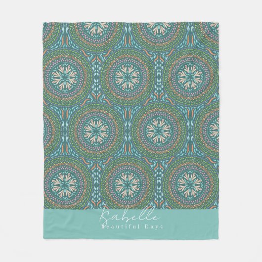 Mandala Green Fleece Deken (Voorkant)