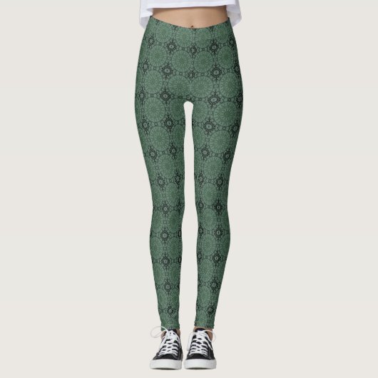 Mandala Green Gray Leggings (Voorkant)