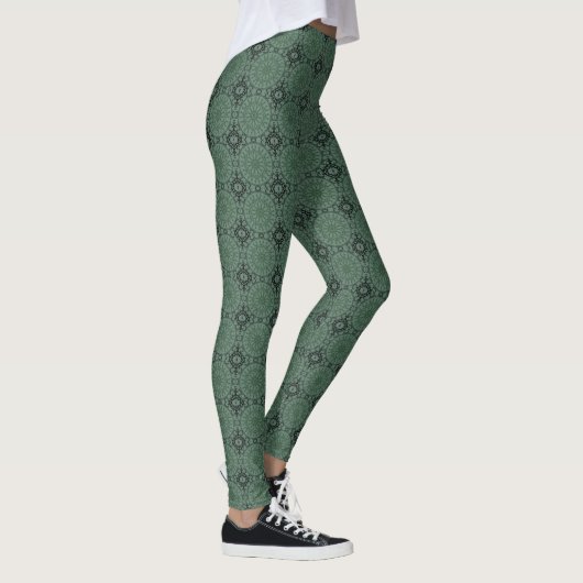 Mandala Green Gray Leggings (Rechts)