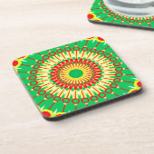 Mandala Green Red Circle Design-58577 Bier Onderzetter (Linkerzijde)