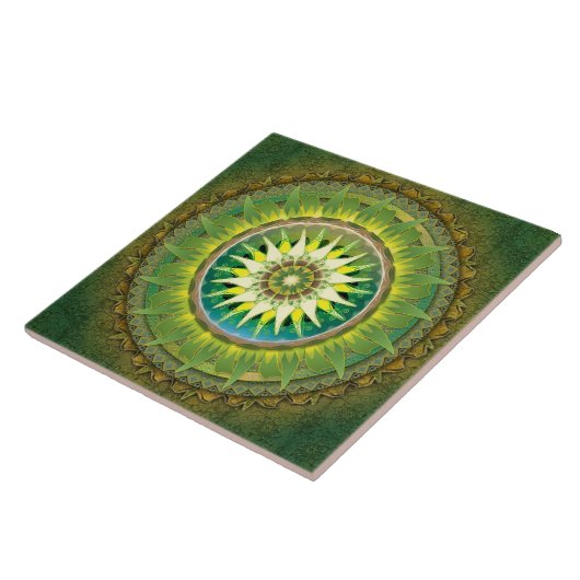 Mandala Green Tile Tegeltje (Zijkant)