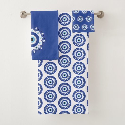 Mandala Grieks boemoogmerk Blauw wit Bad Handdoek (Insitu)