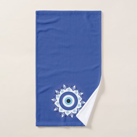 Mandala Grieks boemoogmerk Blauw wit Bad Handdoek (Handdoek)