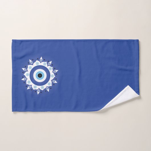 Mandala Grieks boemoogmerk Blauw wit Bad Handdoek (Handdoek)