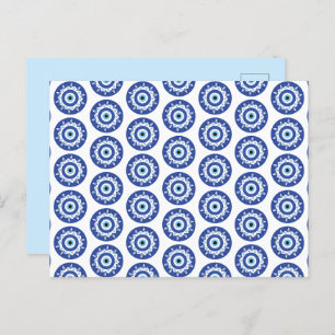 Mandala Grieks boemoogmerk Blauw wit Briefkaart