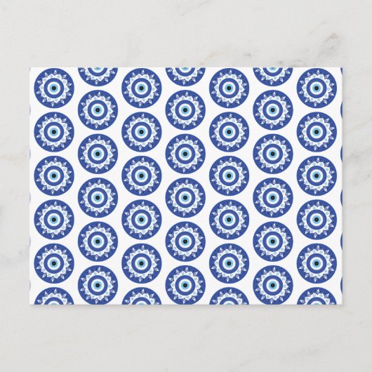 Mandala Grieks boemoogmerk Blauw wit Briefkaart (Voorkant)