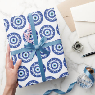 Mandala Grieks boemoogmerk Blauw wit Cadeaupapier