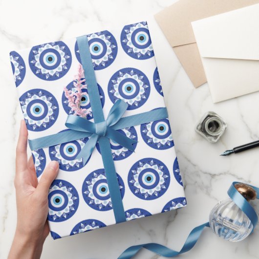 Mandala Grieks boemoogmerk Blauw wit Cadeaupapier (Geschenken)