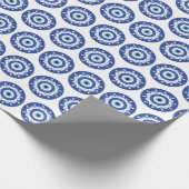 Mandala Grieks boemoogmerk Blauw wit Cadeaupapier (Hoek)