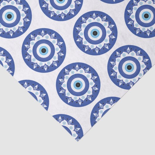 Mandala Grieks boemoogmerk Blauw wit Tissuepapier (Detail)