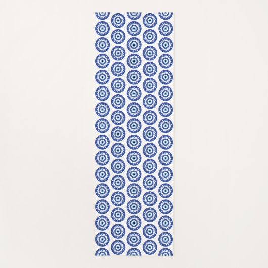 Mandala Grieks boemoogmerk Blauw wit Yogamat (Voorkant)