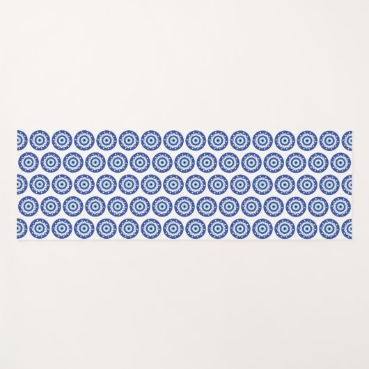 Mandala Grieks boemoogmerk Blauw wit Yogamat (Voorkant (horizontaal))