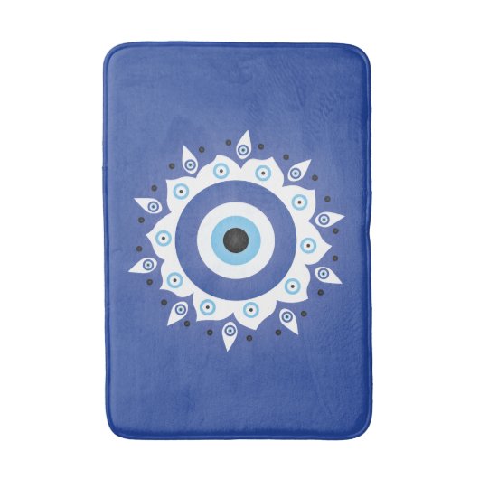 Mandala Grieks boze oog blauw wit Badmat (Voorkant Verticaal)