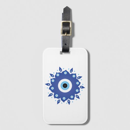 Mandala Grieks boze oog blauw wit Bagagelabel (Voorkant (verticaal))