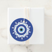 Mandala Grieks boze oog blauw wit Bedankjes Labels (In situ)
