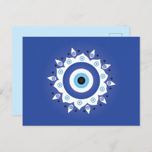 Mandala Grieks boze oog blauw wit Briefkaart