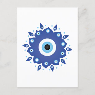 Mandala Grieks boze oog blauw wit Briefkaart