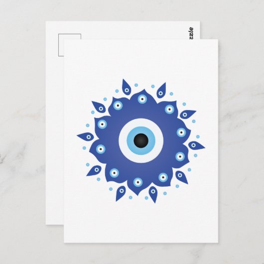 Mandala Grieks boze oog blauw wit Briefkaart (Voorkant / Achterkant)