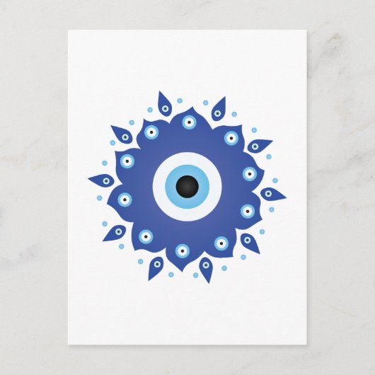 Mandala Grieks boze oog blauw wit Briefkaart (Voorkant)