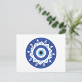Mandala Grieks boze oog blauw wit Briefkaart (Staand voorkant)