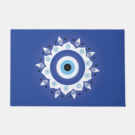 Mandala Grieks boze oog blauw wit Deurmat (Voorkant)