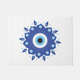 Mandala Grieks boze oog blauw wit Deurmat