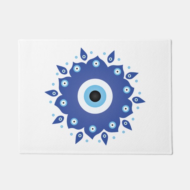 Mandala Grieks boze oog blauw wit Deurmat (Voorkant)