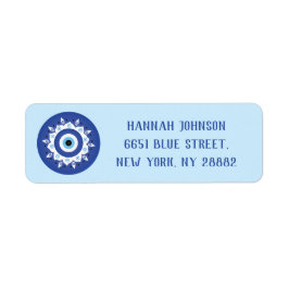 Mandala Grieks boze oog blauw wit Etiket