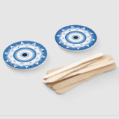 Mandala Grieks boze oog blauw wit Handwaaier (Niet-gemonteerd)