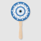 Mandala Grieks boze oog blauw wit Handwaaier (Voorkant)