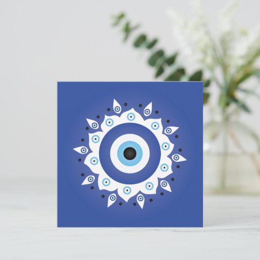 Mandala Grieks boze oog blauw wit Kaart (Staand voorkant)