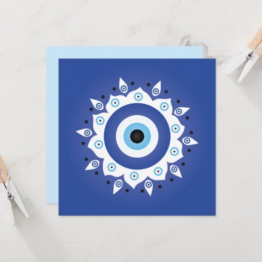 Mandala Grieks boze oog blauw wit Kaart (Voorkant / Achterkant in situ)