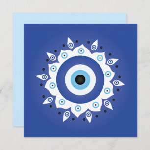 Mandala Grieks boze oog blauw wit Kaart