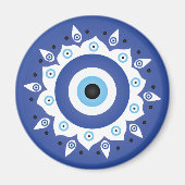 Mandala Grieks boze oog blauw wit Magneet (Voorkant)