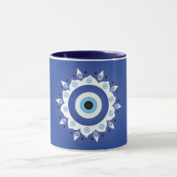Mandala Grieks boze oog blauw wit