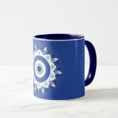 Mandala Grieks boze oog blauw wit Mok (Voorkant rechts)