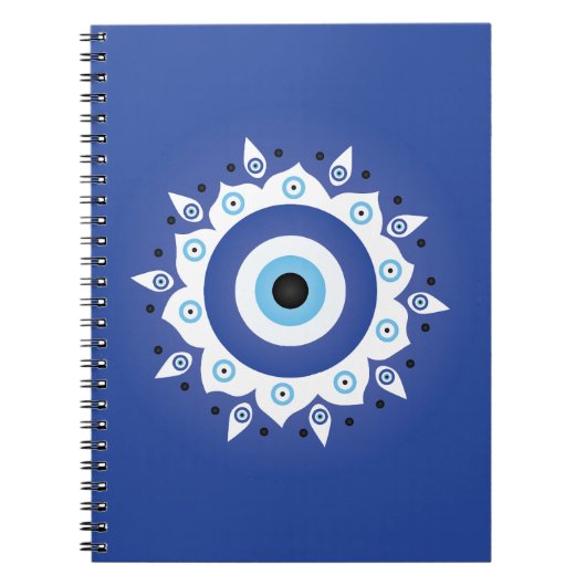 Mandala Grieks boze oog blauw wit Notitieboek (Voorkant)