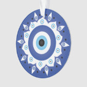 Mandala Grieks boze oog blauw wit Ornament (voorkant)