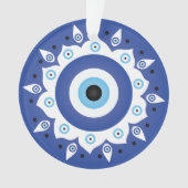 Mandala Grieks boze oog blauw wit Ornament (voorkant)