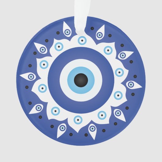 Mandala Grieks boze oog blauw wit Ornament (voorkant)