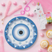Mandala Grieks boze oog blauw wit Papieren Bordje (Feest)