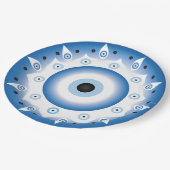 Mandala Grieks boze oog blauw wit Papieren Bordje (Gekanteld)