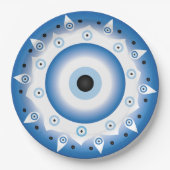 Mandala Grieks boze oog blauw wit Papieren Bordje (Voorkant)