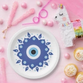 Mandala Grieks boze oog blauw wit Papieren Bordje (Feest)