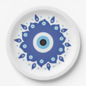Mandala Grieks boze oog blauw wit Papieren Bordje (Voorkant)