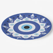 Mandala Grieks boze oog blauw wit Papieren Bordje (Gekanteld)