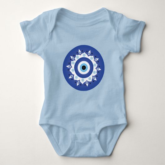Mandala Grieks boze oog blauw wit Romper (Voorkant)
